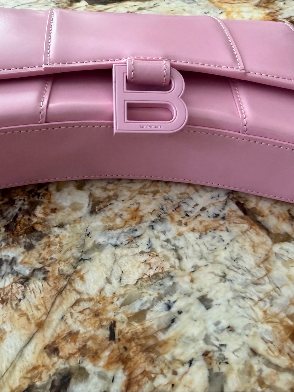 Balenciaga Pink Hourglass Leather 'B' Chain Crossbody Bag - Picture 8 of 8